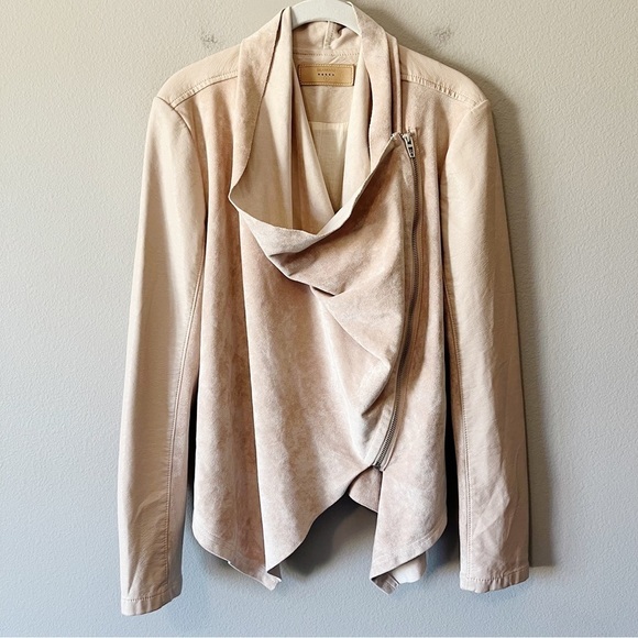 Blank NYC Soft Pink Faux Leather Suede Moto Jack Full Zip Size Small - Picture 3 of 10